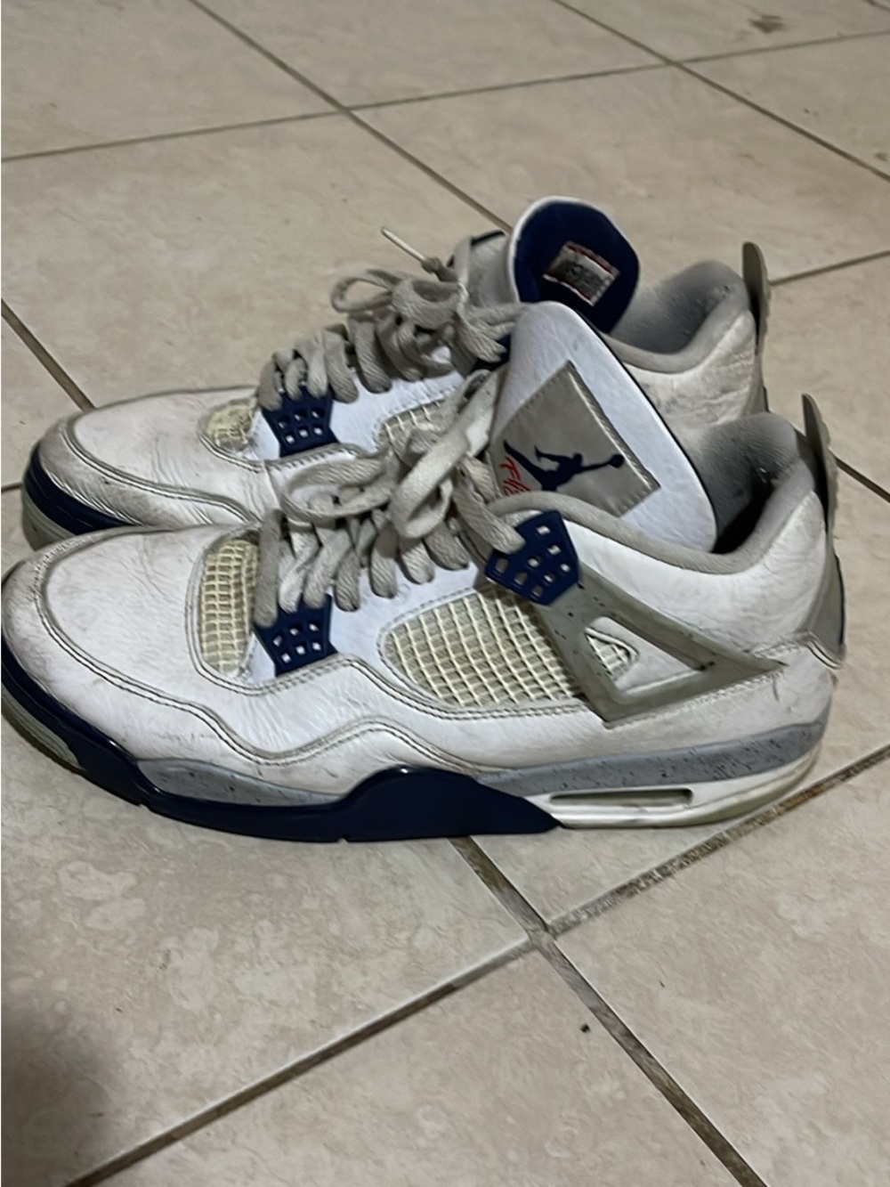 Jordan Men's White and Navy Retro Sneakers - Picture 2 of 3